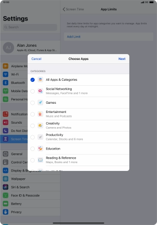 Press the required categories.