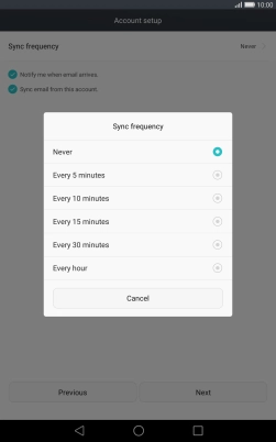 Press the required setting.