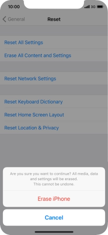 Press Erase iPhone. Wait a moment while the factory default settings are restored. Follow the instructions on the screen to set up your phone and prepare it for use.