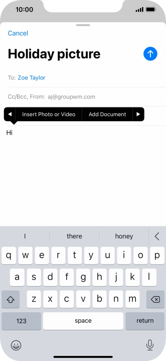 Press Insert Photo or Video and follow the instructions on the screen to attach a picture or a video clip.