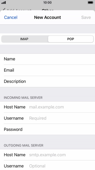 Press Host Name and key in the name of your email provider's incoming server.