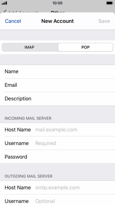 Press Host Name and key in the name of your email provider's incoming server.