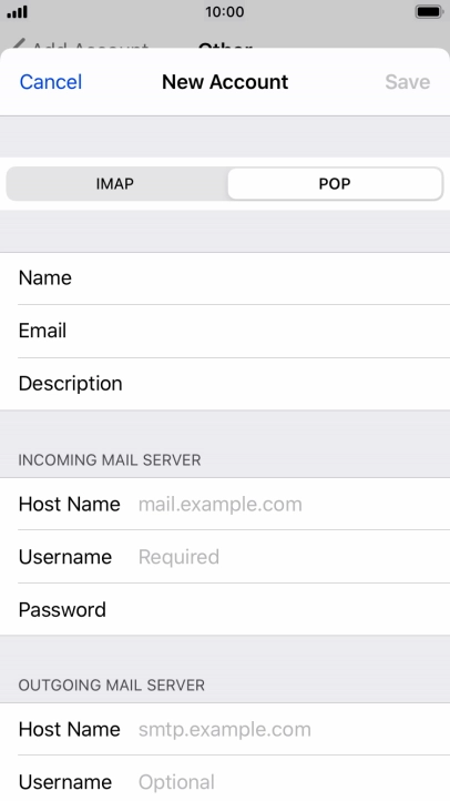 Press Host Name and key in the name of your email provider's incoming server.