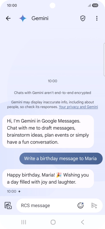 The text suggestion from Gemini is displayed.