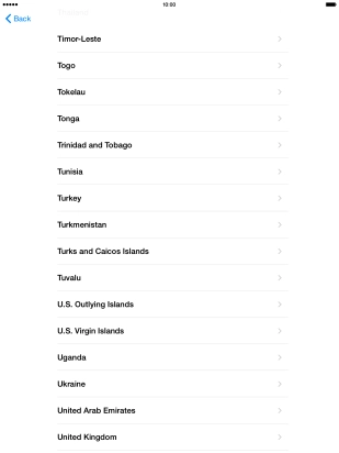 Press the required country or area.