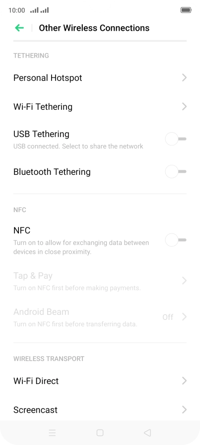 Press Personal Hotspot.
