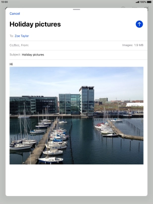 Press the send icon when you've finished your email message.