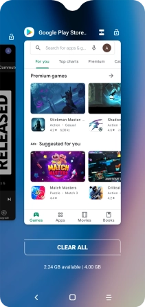 To end one running application, slide your finger upwards on the required application.