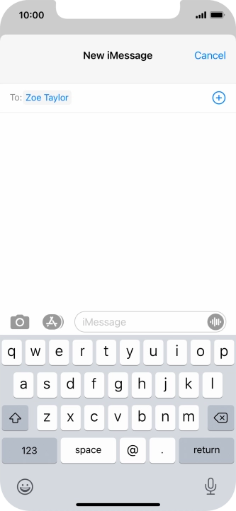 If the recipient can receive iMessages, iMessage is displayed in the text input field.
