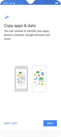 You can transfer the contents of another phone to your phone when it's activated for the first time and after a factory reset. When this screen is displayed, your phone is ready to transfer contents from another phone.