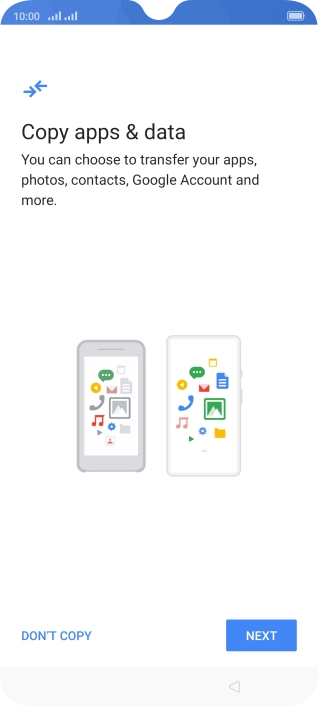 You can transfer the contents of another phone to your phone when it's activated for the first time and after a factory reset. When this screen is displayed, your phone is ready to transfer contents from another phone.