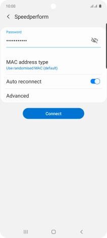 Key in the password for the Wi-Fi network and press Connect.
