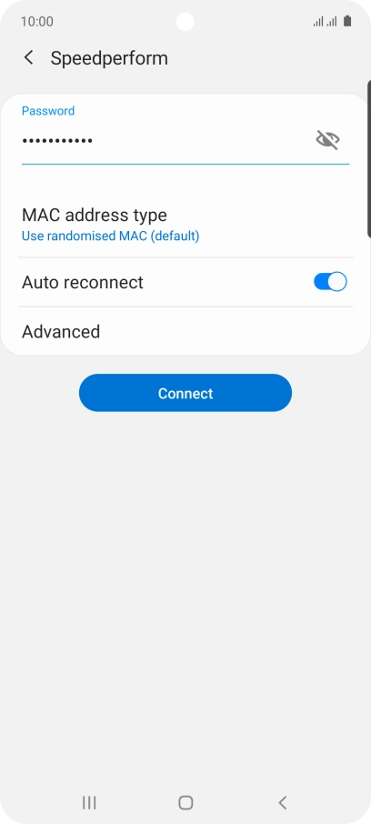 Key in the password for the Wi-Fi network and press Connect.