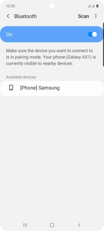 Press the required Bluetooth device and follow the instructions on the screen to pair the device with your phone.