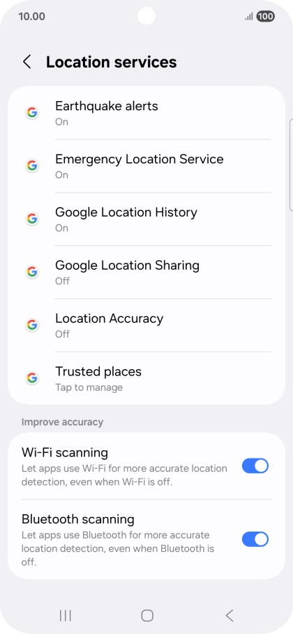 Press Location Accuracy.