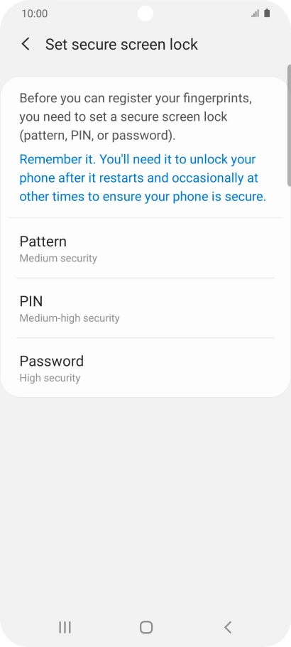Press the required phone lock code and follow the instructions on the screen to create an additional phone lock code.