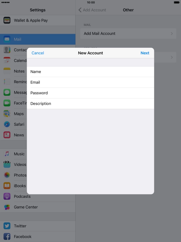 Press Description and key in the required name.