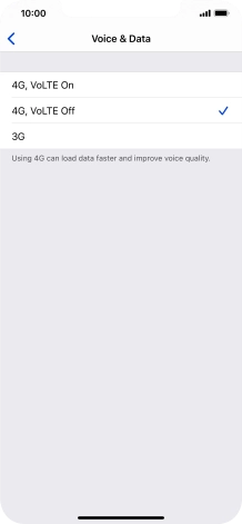 To use 4G for both voice calls and mobile data, press 4G, VoLTE On.