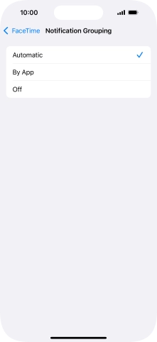 Press the required setting.