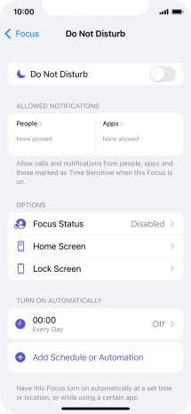 Press People and follow the instructions on the screen to select which contacts you would like to receive calls and notifications from when Do Not Disturb is turned on.
