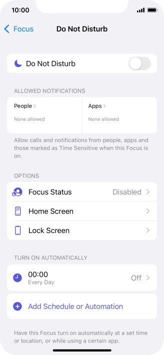 Press People and follow the instructions on the screen to select which contacts you would like to receive calls and notifications from when Do Not Disturb is turned on.