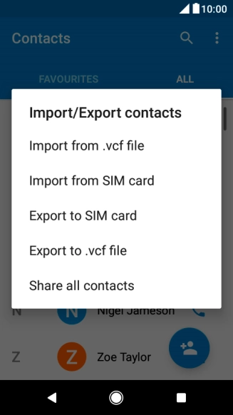 Press Import from SIM card.