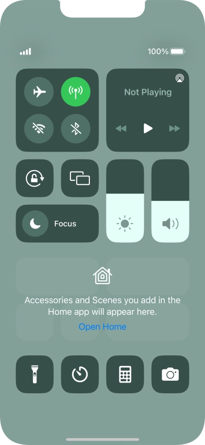 Press the flight mode icon to turn the function on or off.
