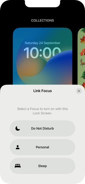Press the required focus mode.