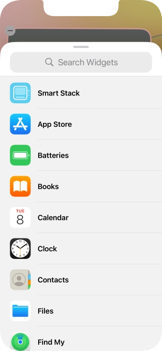 Press the required widget.