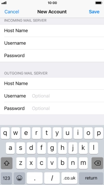 Press Username and key in the username for your email account. Please note that if you're using Vodafone's outgoing server, leave the username field empty.