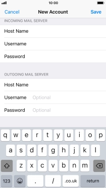 Press Username and key in the username for your email account. Please note that if you're using Vodafone's outgoing server, leave the username field empty.
