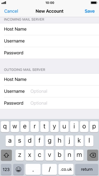 Press Username and key in the username for your email account. Please note that if you're using Vodafone's outgoing server, leave the username field empty.