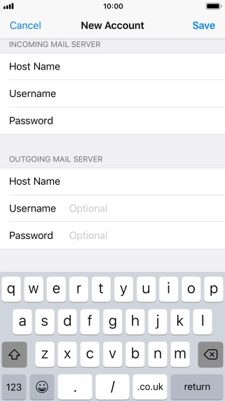 Press Username and key in the username for your email account. Please note that if you're using Vodafone's outgoing server, leave the username field empty.