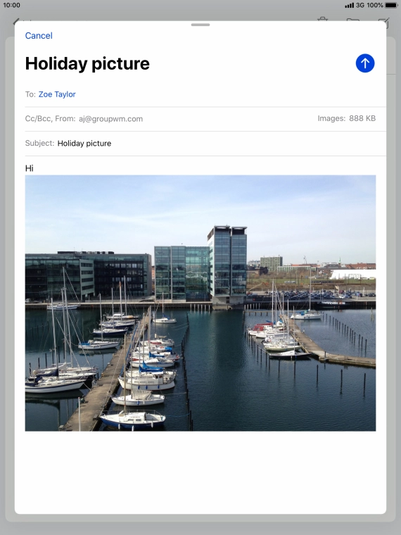 Press the send icon when you've finished your email message.