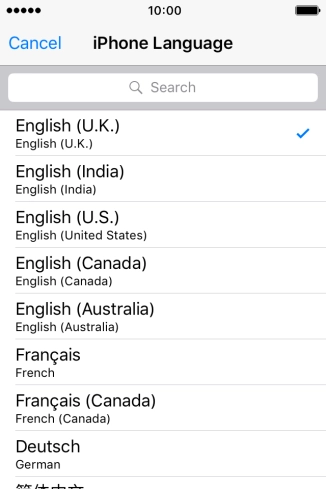 Press the required language.