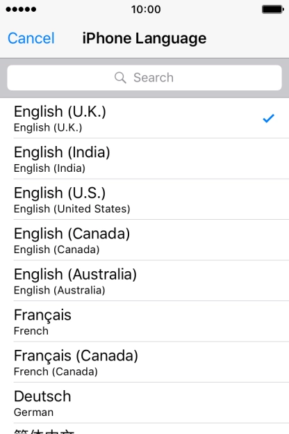 Press the required language.