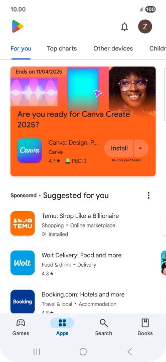 Press the profile icon.