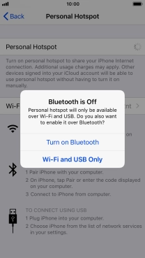 If Wi-Fi is turned on, press Wi-Fi and USB Only.