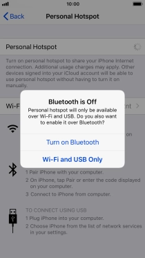 If Wi-Fi is turned on, press Wi-Fi and USB Only.