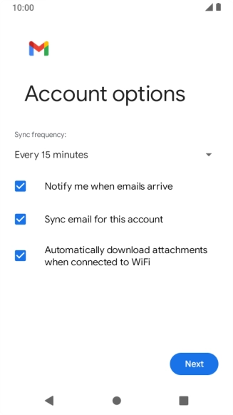 If this screen is displayed, you email account has been recognised and set up automatically. Follow the instructions on the screen to key in more information and finish setting up your email account.