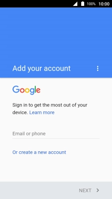 If you don't have a Google account, press Or create a new account and follow the instructions on the screen to create an account.