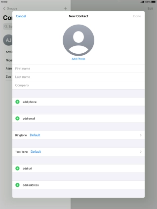 Press First name and key in the first name.