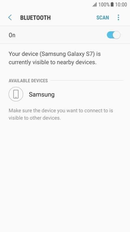 Press the required Bluetooth device and follow the instructions on the screen to pair the device with your phone.