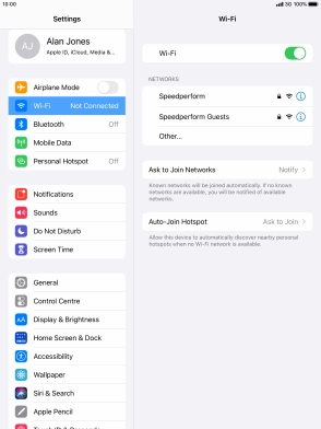 Press the required Wi-Fi network and key in the password for the Wi-Fi network.