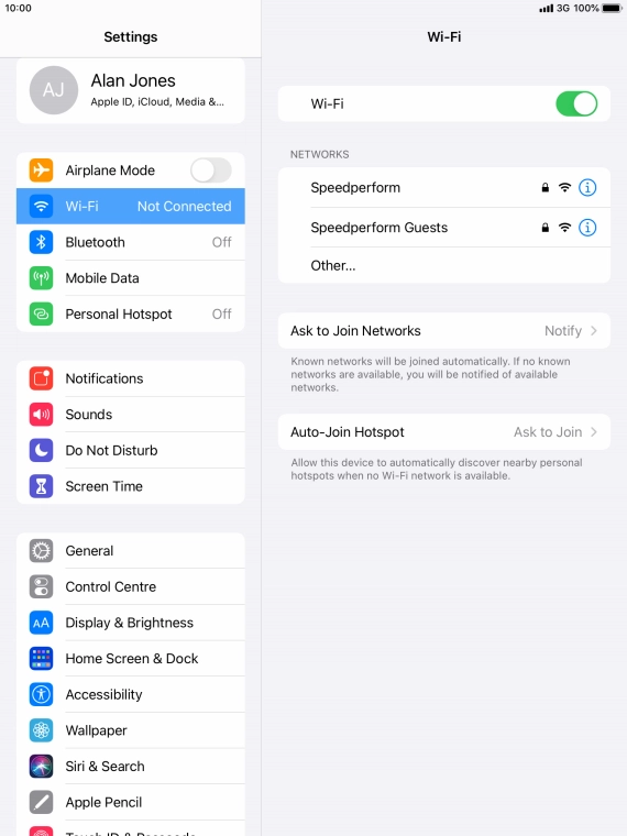 Press the required Wi-Fi network and key in the password for the Wi-Fi network.