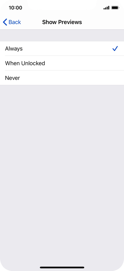 To select notification preview on the lock screen, press Always.
