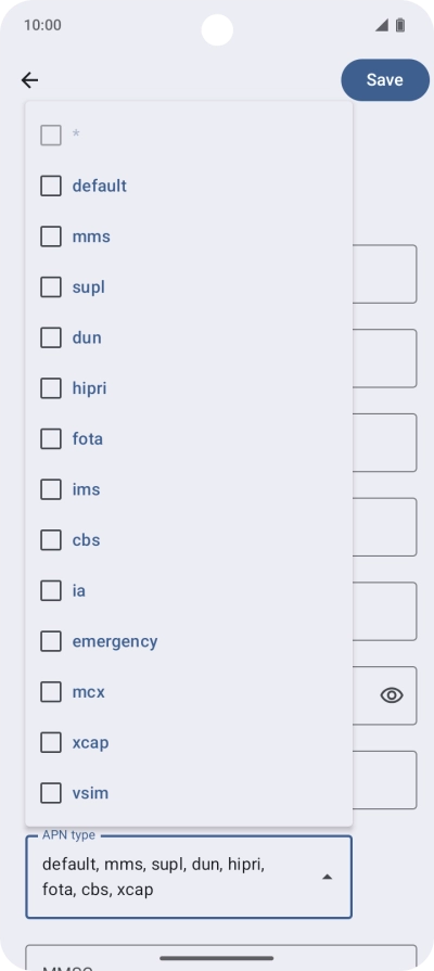 Press the required setting.