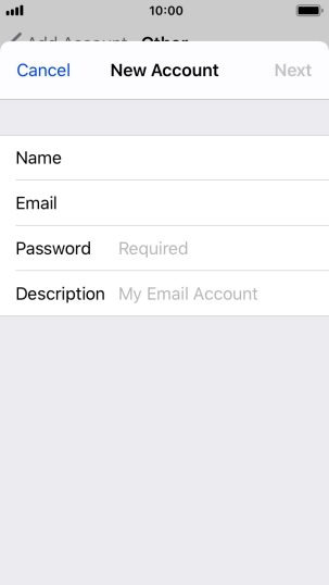 Press Password and key in the password for your email account.