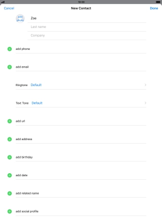 Press Last name and key in the last name.