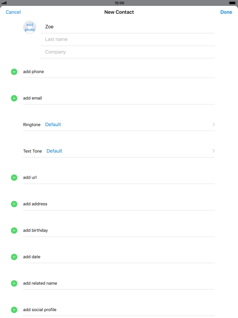 Press Last name and key in the last name.
